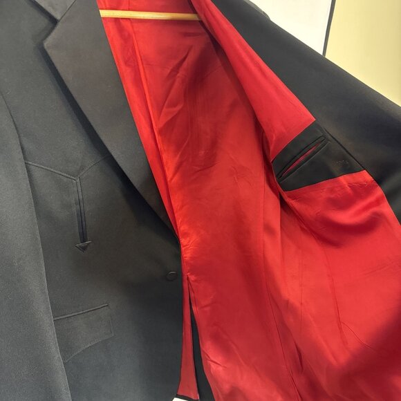 Vintage Pagano West Black Western Tuxedo Blazer Jacket 40R USA Made Satin Lapels - Picture 5 of 7